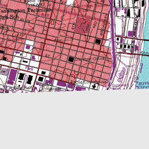 Topographic Map of Wainwright Building, MO
