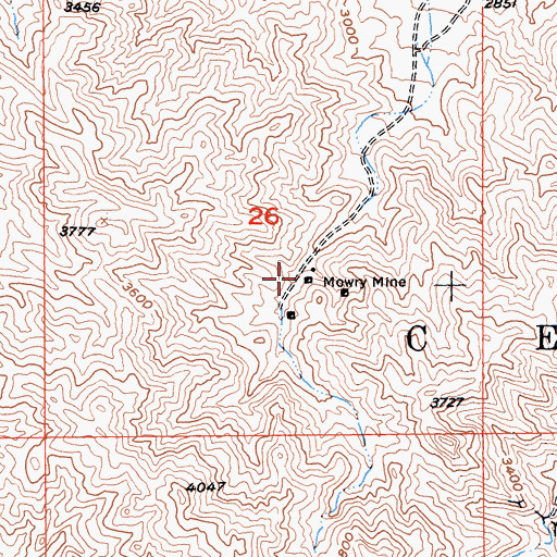 Topographic Map of Mowry Mine, CA