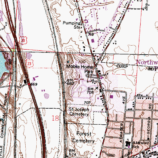 Topographic Map of Elsea Mobile Village, OH