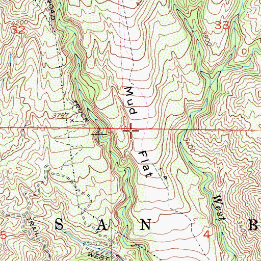 Topographic Map of Mud Flat, CA