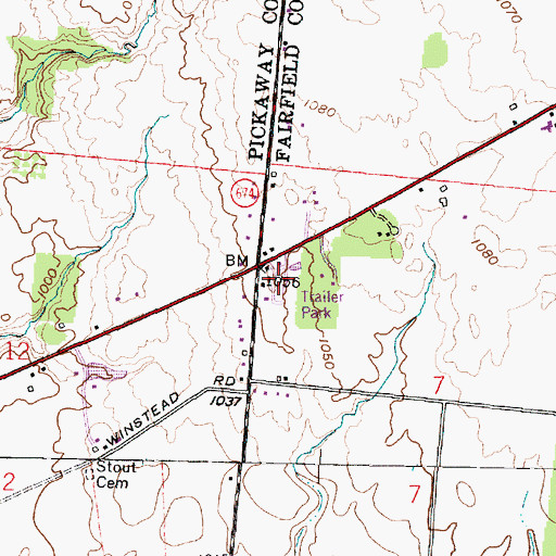Topographic Map of Highlander Trailer Park, OH
