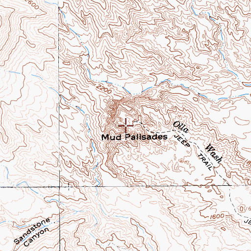 Topographic Map of Mud Palisades, CA