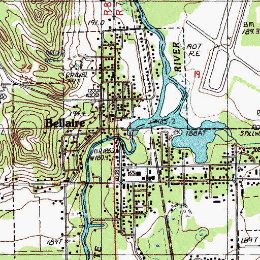 Topographic Map of Bellaire Dam, MI