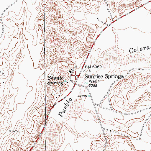 Topographic Map of Sunrise Springs, AZ
