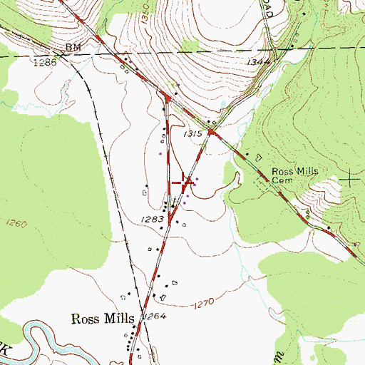 Topographic Map of Ross Mills Church of God, NY