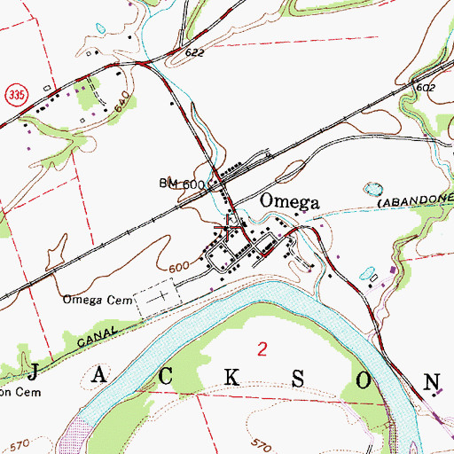 Topographic Map of Omega School (historical), OH
