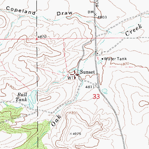 Topographic Map of Sunset, AZ