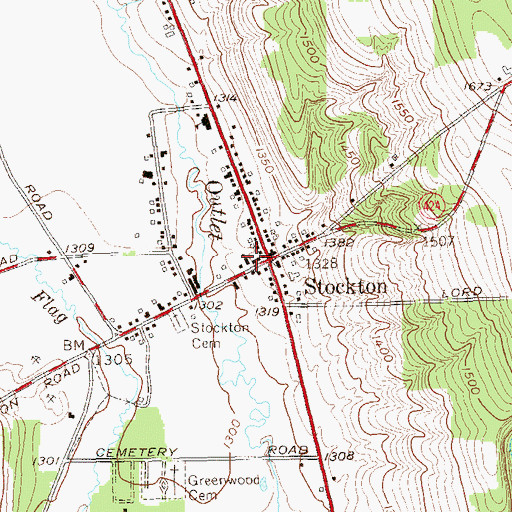Topographic Map of Stockton Community Church, NY