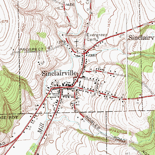 Topographic Map of Sinclairville Baptist Church, NY