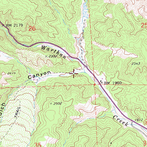 Topographic Map of Mulch Canyon, CA