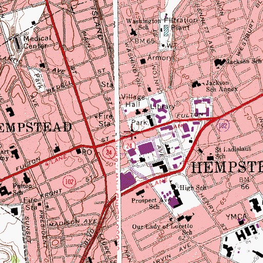 Topographic Map of Fine Arts Museum of Long Island (historical), NY