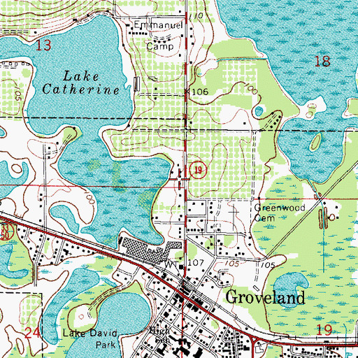 Topographic Map of Groveland Church of Christ, FL