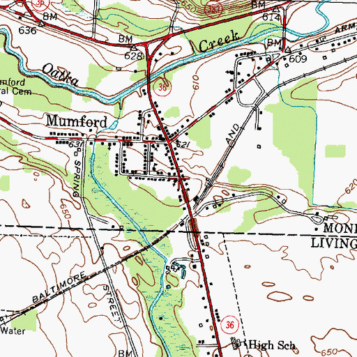 Topographic Map of First Baptist Church, NY