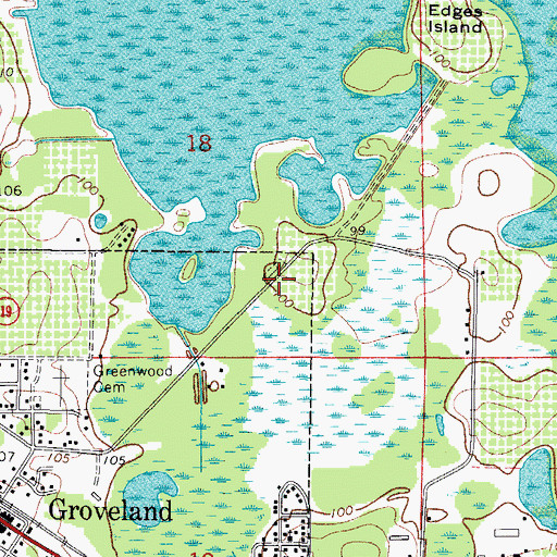 Topographic Map of Groveland Utilities Communications, FL