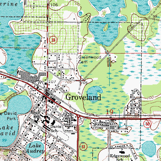 Topographic Map of Groveland Electric Substation, FL