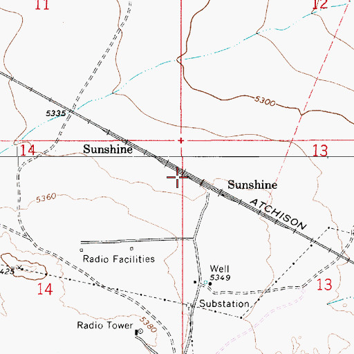 Topographic Map of Sunshine, AZ