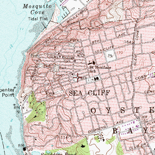 Topographic Map of Roslyn Park, NY