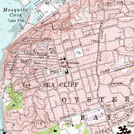 Topographic Map of North Shore Schools Board of Education, NY