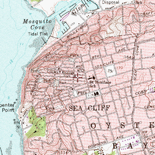 Topographic Map of Sea Cliff Fire Station, NY