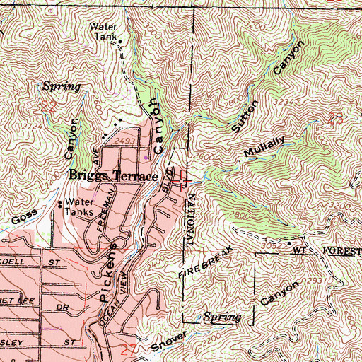 Topographic Map of Mullally Canyon, CA