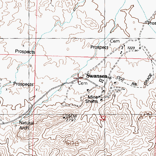 Topographic Map of Swansea, AZ