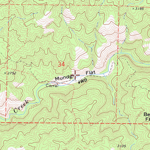 Topographic Map of Mundgi Flat, CA
