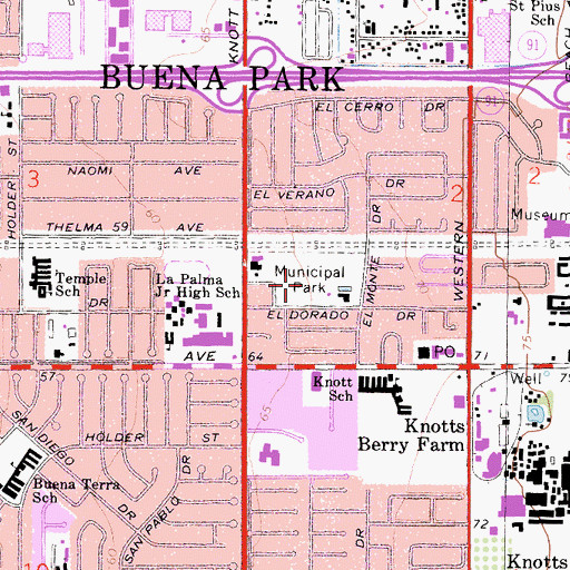 Topographic Map of Municipal Park, CA