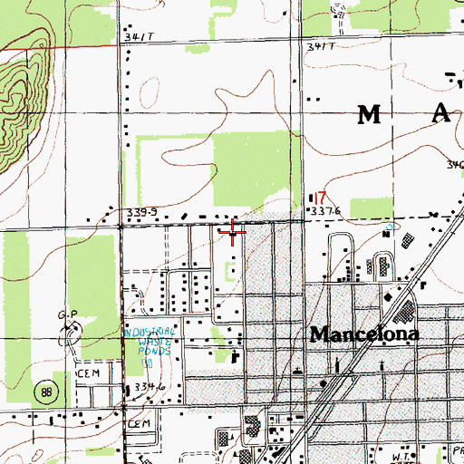 Topographic Map of Mancelona Baptist Church, MI