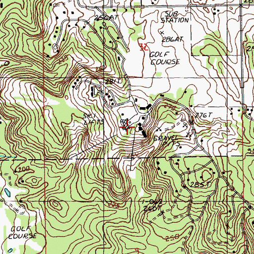 Topographic Map of Shanty Creek Ski Area, MI