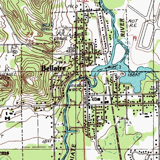 Topographic Map of Bellaire Post Office, MI