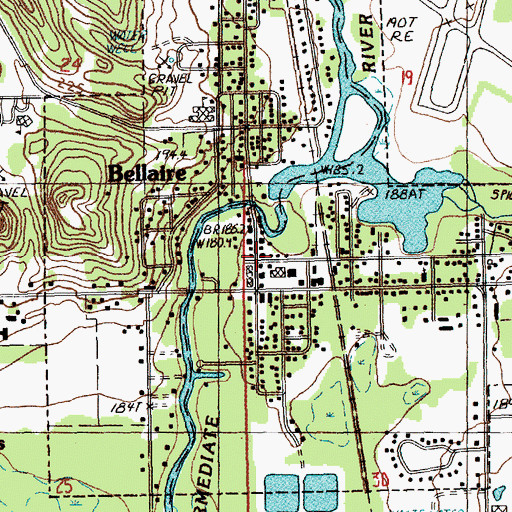 Topographic Map of Bellaire Police Department, MI