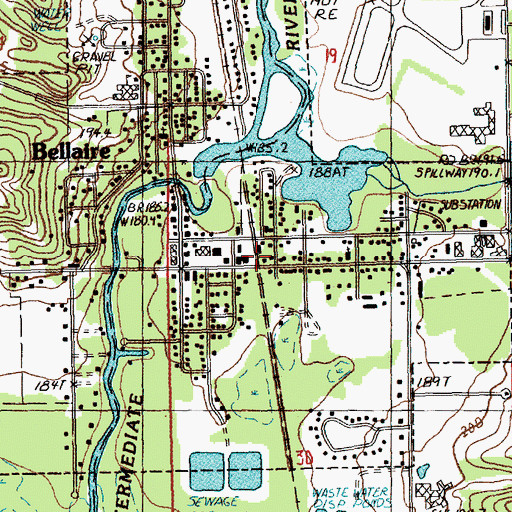 Topographic Map of Bellaire Family Health Center, MI