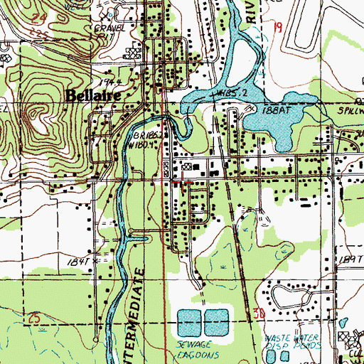 Topographic Map of Bellaire Wesleyan Church, MI