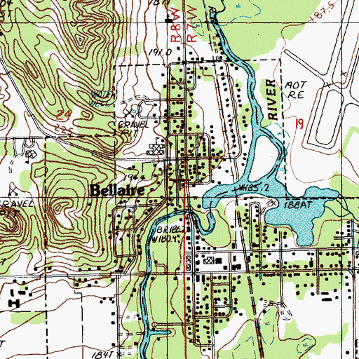 Topographic Map of Bellaire United Methodist Church, MI