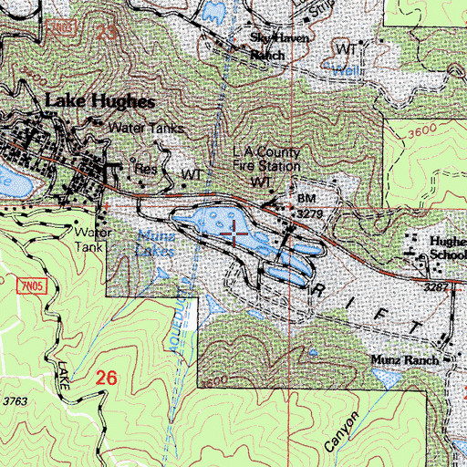 Topographic Map of Munz Lakes, CA