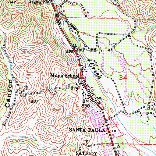 Topographic Map of Mupu Elementary School, CA