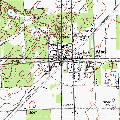 Topographic Map of Alba Fire Department, MI
