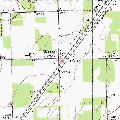 Topographic Map of Village of Wetzell Historical Marker, MI