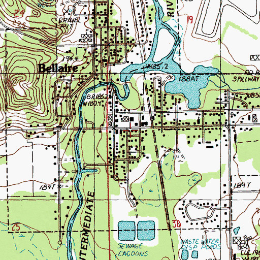 Topographic Map of Bellaire-Antrim County Seat Historical Marker, MI