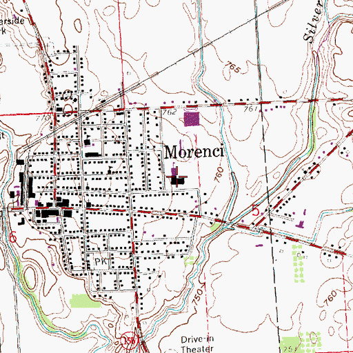 Topographic Map of Morenci Area Elementary School, MI