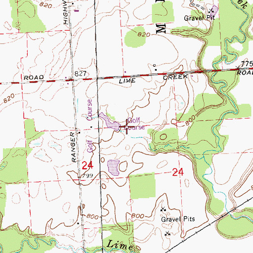 Topographic Map of De-Mor Hills Golf Course, MI