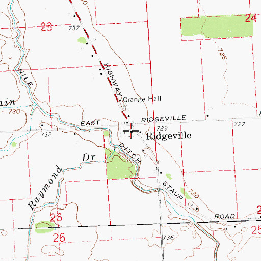 Topographic Map of Ridgeville Bible Church, MI
