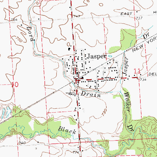 Topographic Map of Jasper Station (historical), MI