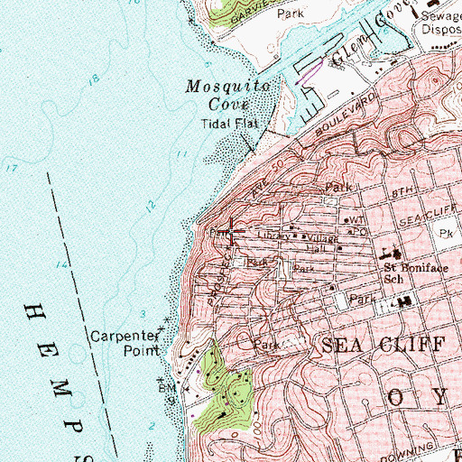 Topographic Map of Veteran's Memorial Park, NY