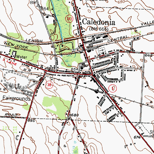 Topographic Map of First Presbyterian Church of Caledonia, NY