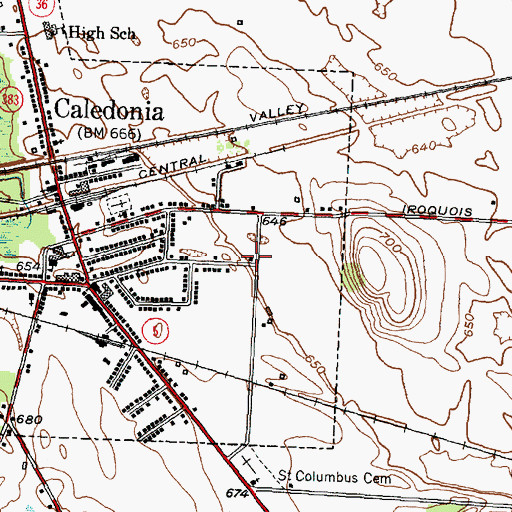 Topographic Map of Caledonia Water Works Pumping Station, NY