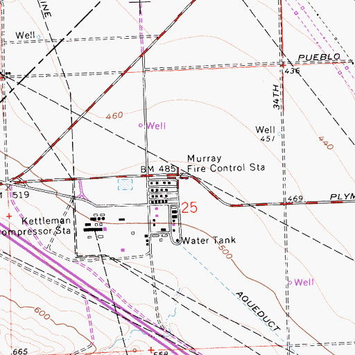 Topographic Map of Murray Fire Control Station, CA