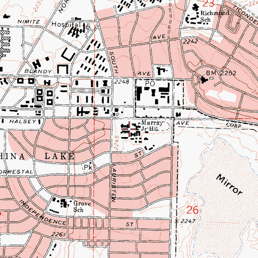 Topographic Map of Murray Middle School, CA