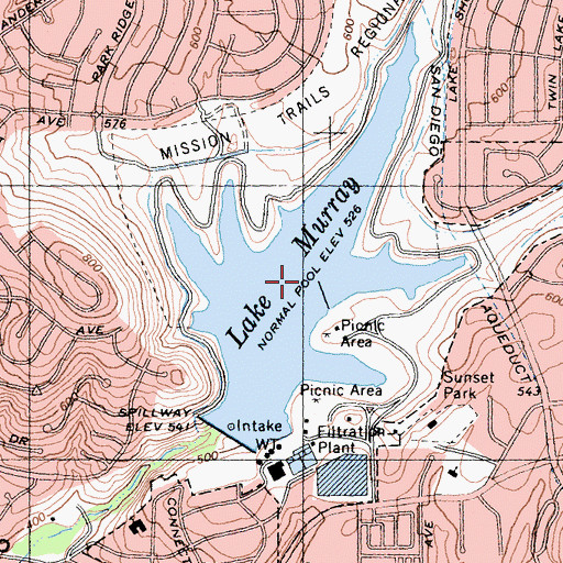 Topographic Map of Murray Reservoir, CA