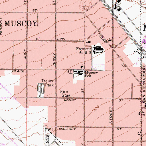 Topographic Map of Muscoy Elementary School, CA